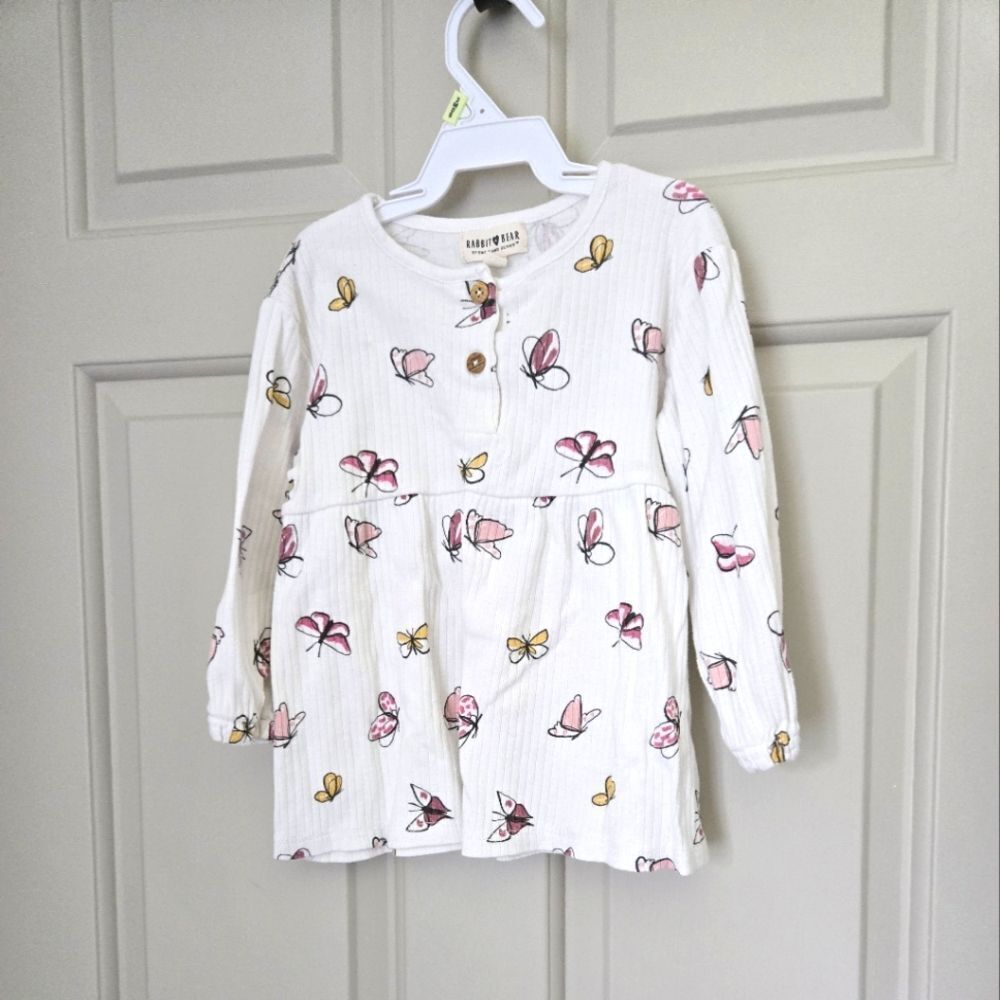 3/$20 Rabbit & Bear White Floral Long Sleeve Dress Size 2t